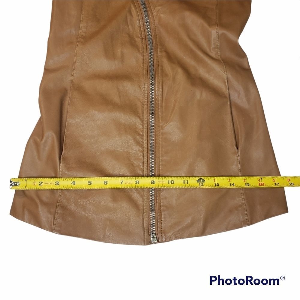 Rick Owens Calf Leather Asymmetrical Zip Jacket in Tan Honey Size 4 - Picture 11 of 16